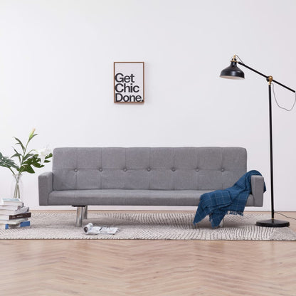 Sofa Bed with Armrest Light Grey Polyester