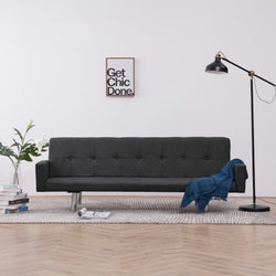 Sofa Bed with Armrest Dark Grey Polyester