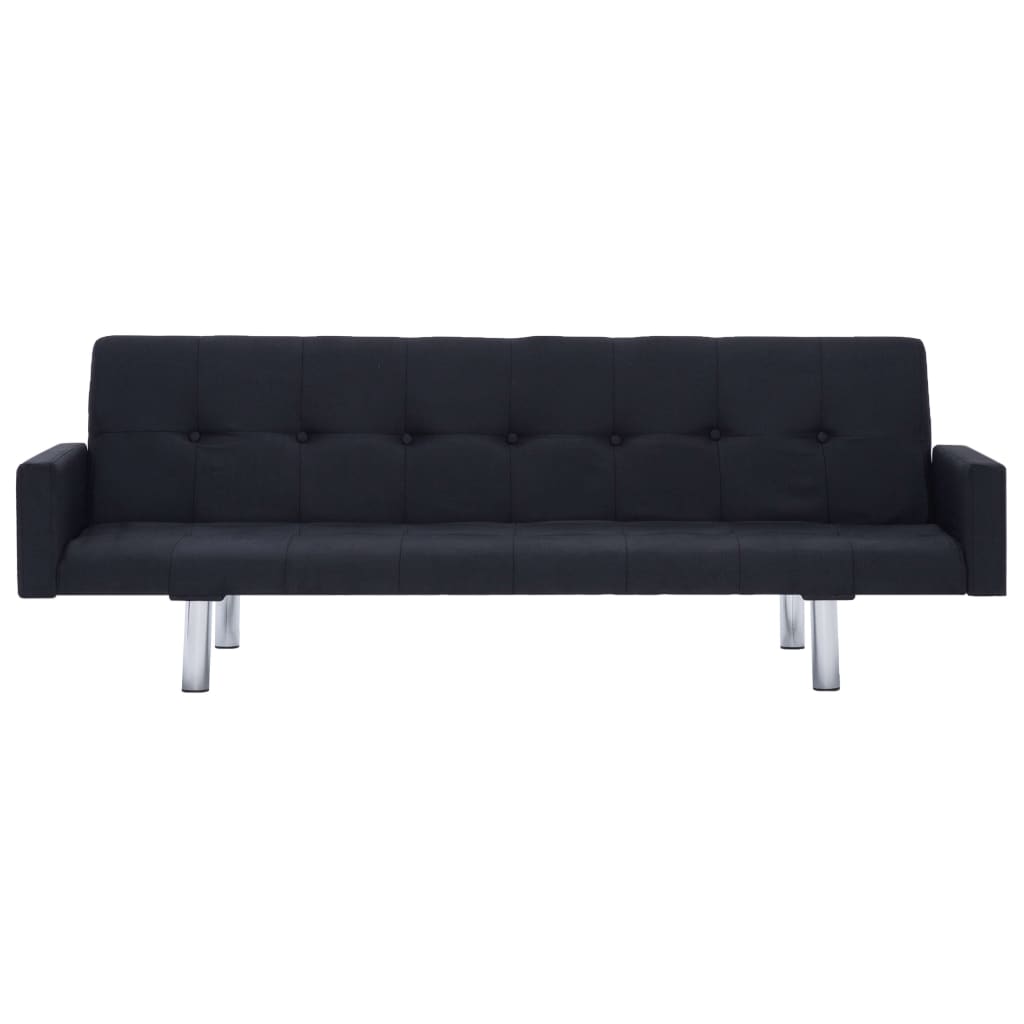 Sofa Bed with Armrest Black Polyester