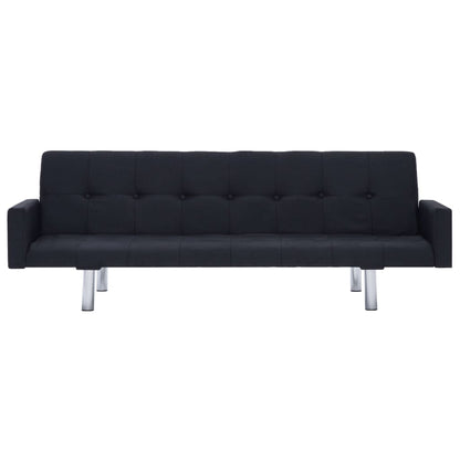 Sofa Bed with Armrest Black Polyester