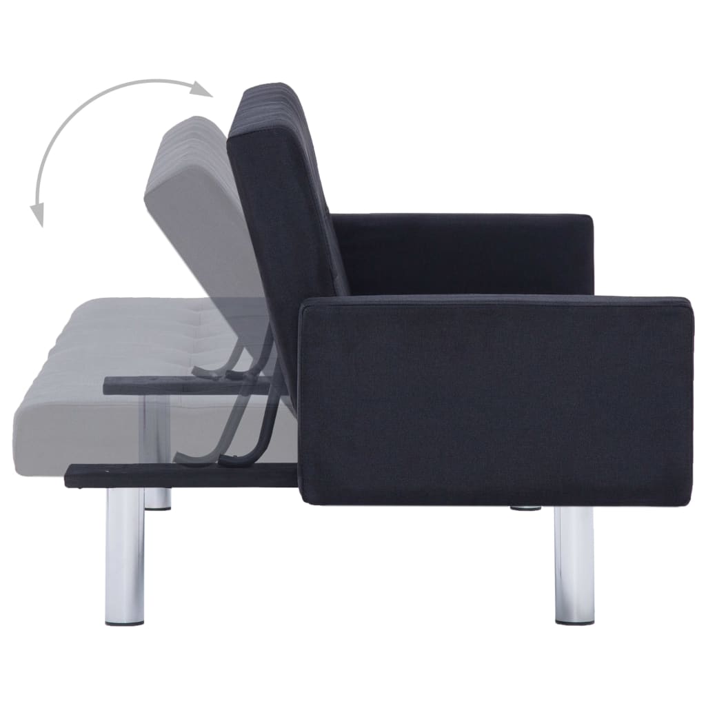 Sofa Bed with Armrest Black Polyester