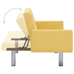 Sofa Bed with Armrest Yellow Polyester