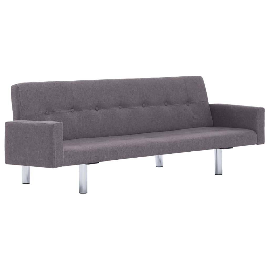 Sofa Bed with Armrest Taupe Polyester