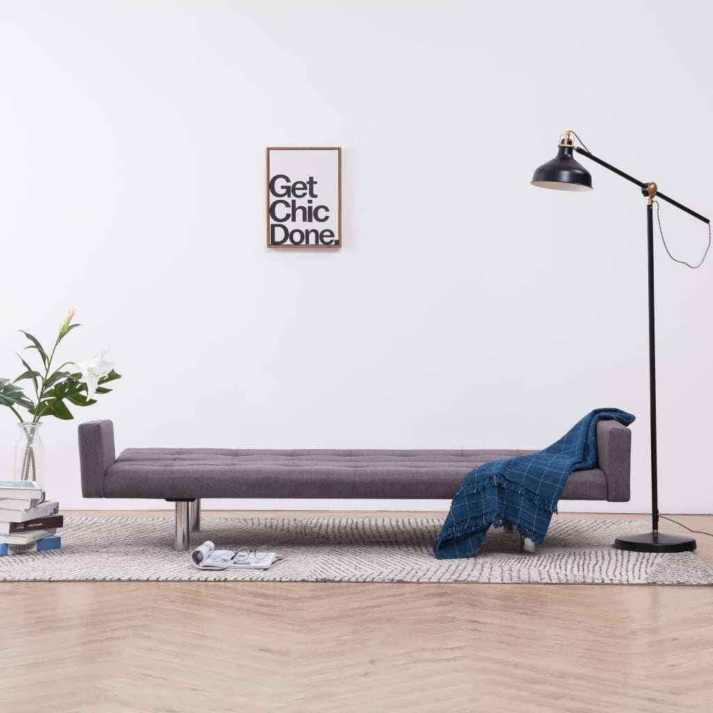 Sofa Bed with Armrest Taupe Polyester