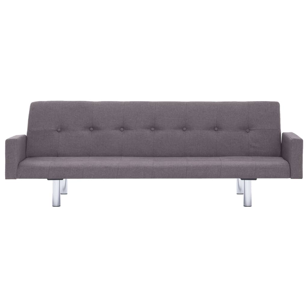 Sofa Bed with Armrest Taupe Polyester