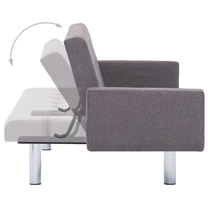 Sofa Bed with Armrest Taupe Polyester