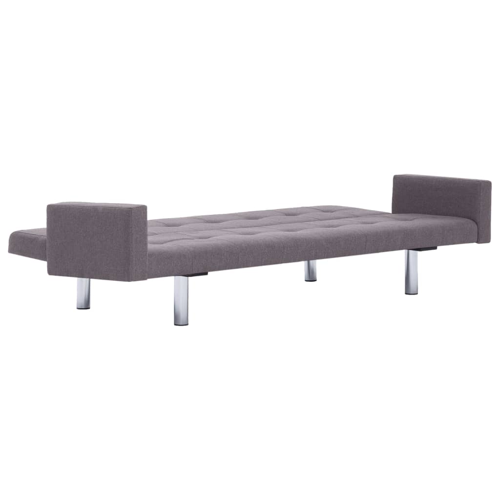 Sofa Bed with Armrest Taupe Polyester
