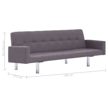 Sofa Bed with Armrest Taupe Polyester