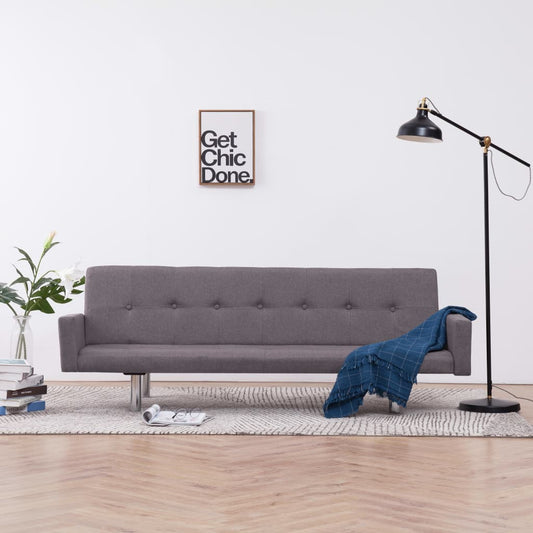 Sofa Bed with Armrest Taupe Polyester