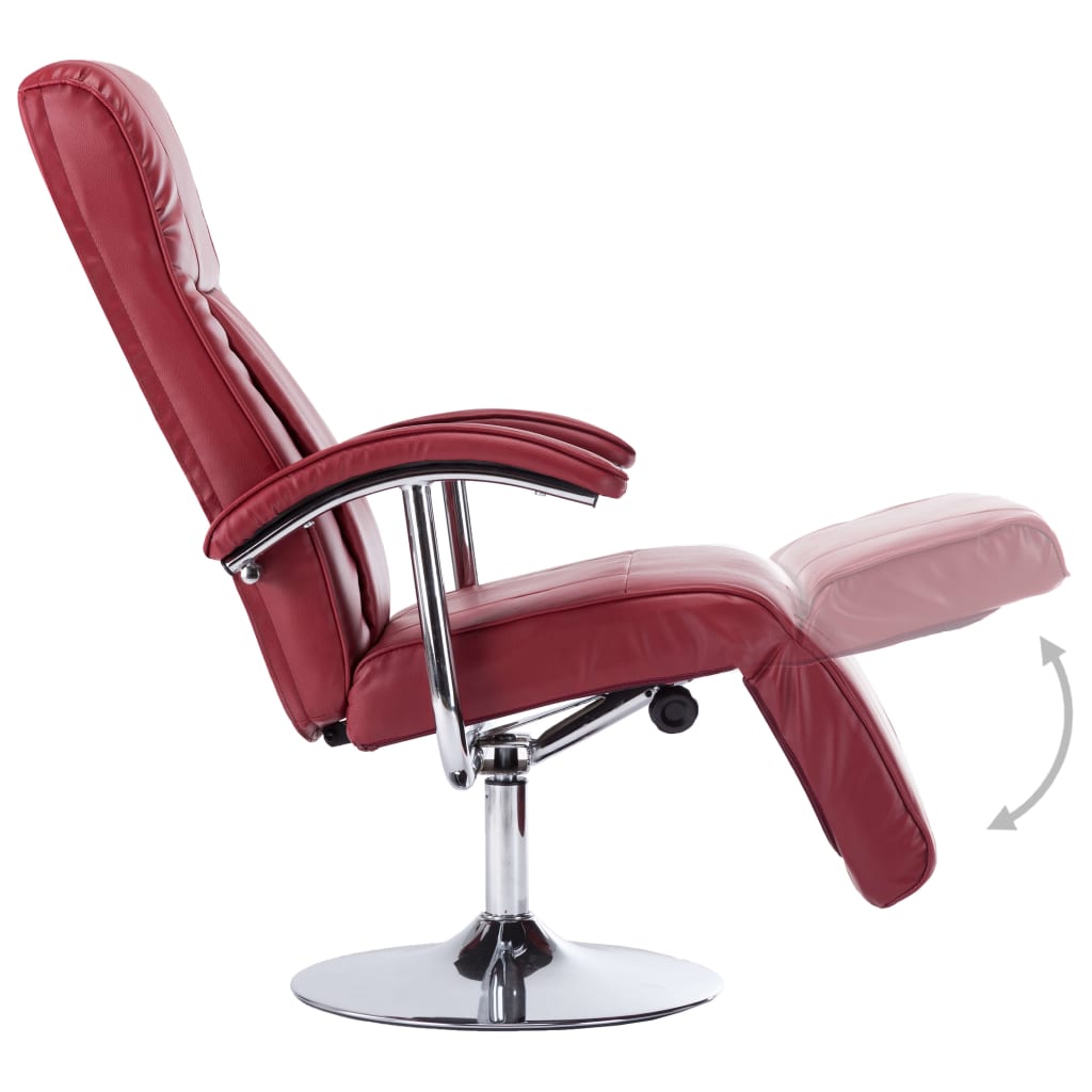 TV Armchair Wine Red Faux Leather