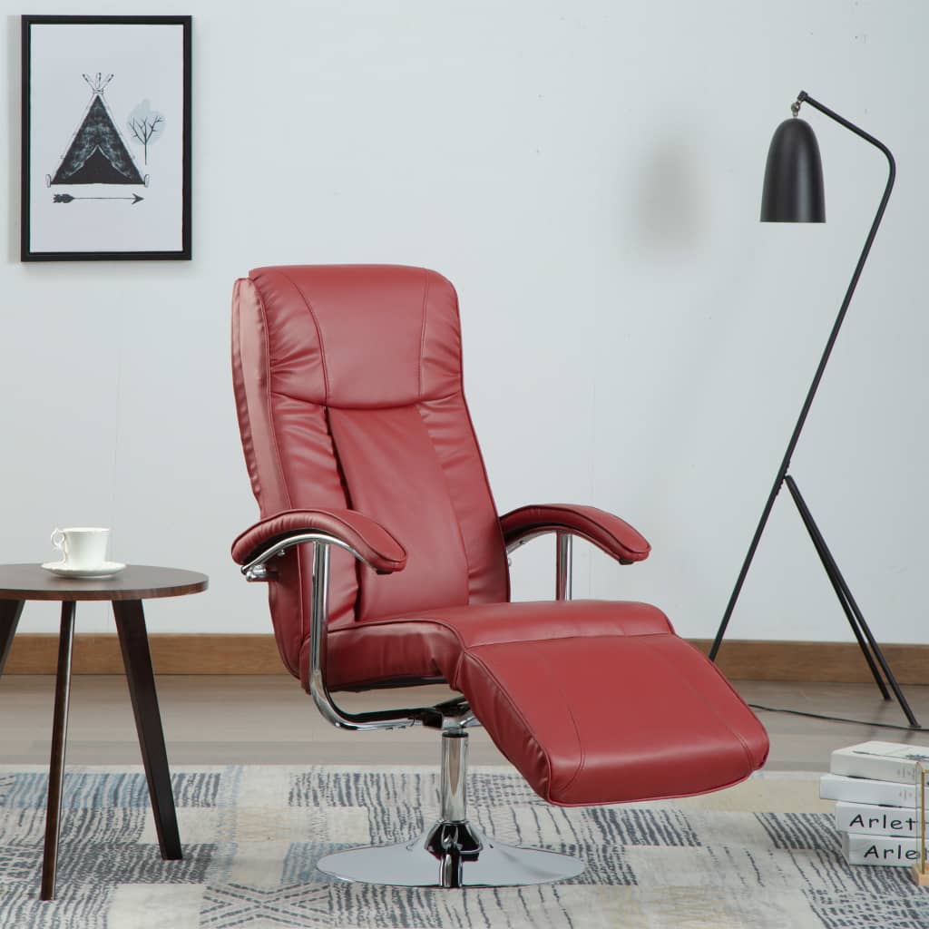 TV Armchair Wine Red Faux Leather