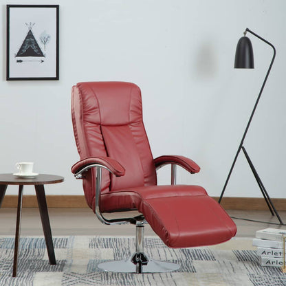 TV Armchair Wine Red Faux Leather