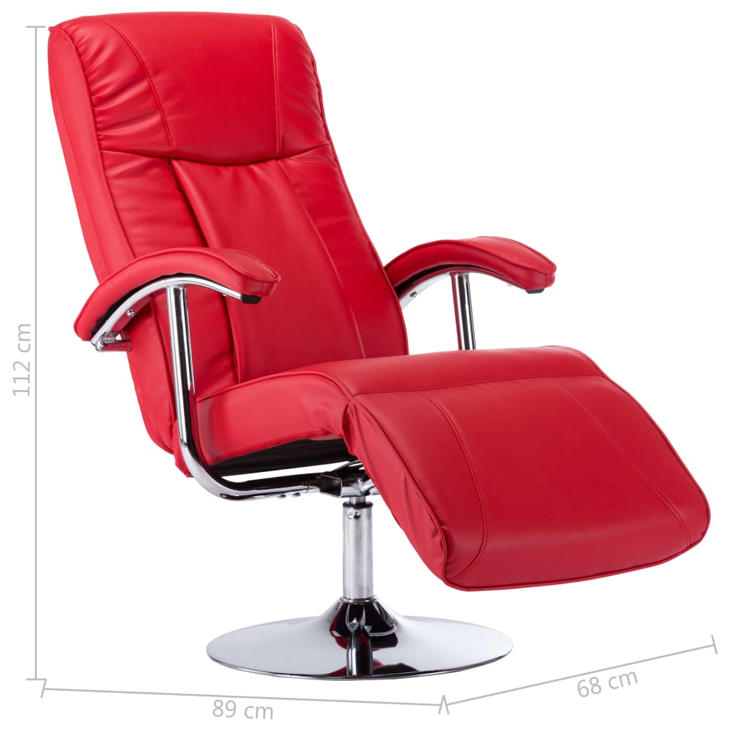 TV Armchair Red Faux Leather