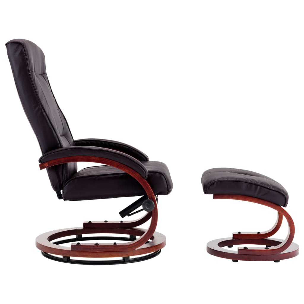 Reclining Chair with Footstool Brown Faux Leather