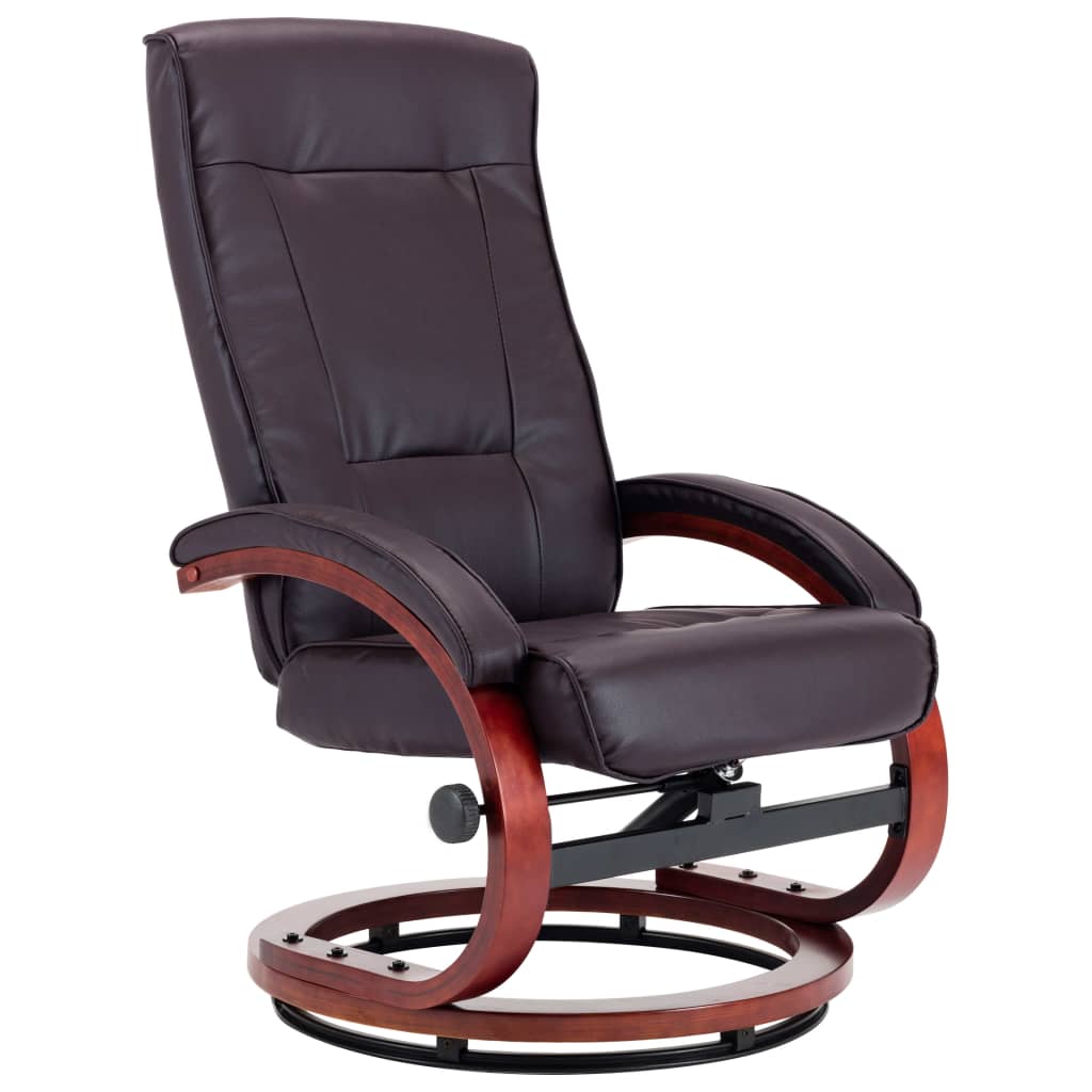 Reclining Chair with Footstool Brown Faux Leather