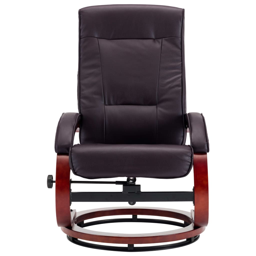 Reclining Chair with Footstool Brown Faux Leather