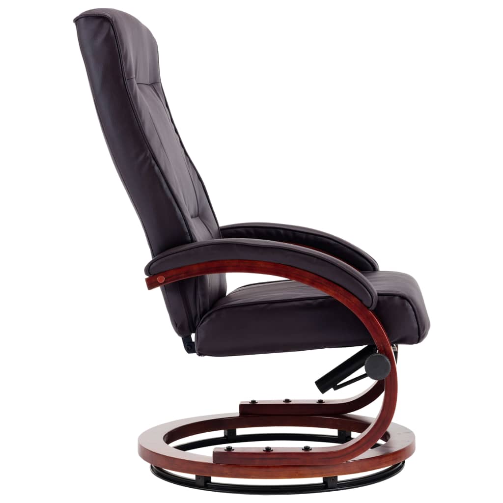 Reclining Chair with Footstool Brown Faux Leather