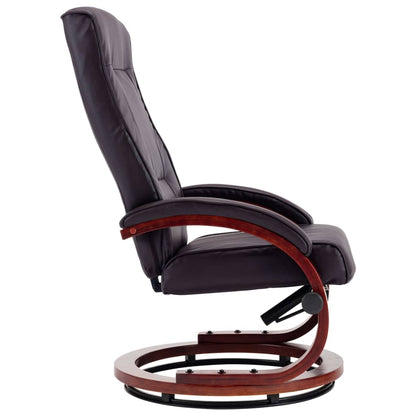 Reclining Chair with Footstool Brown Faux Leather