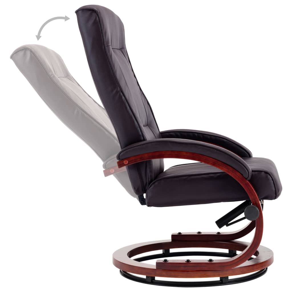 Reclining Chair with Footstool Brown Faux Leather