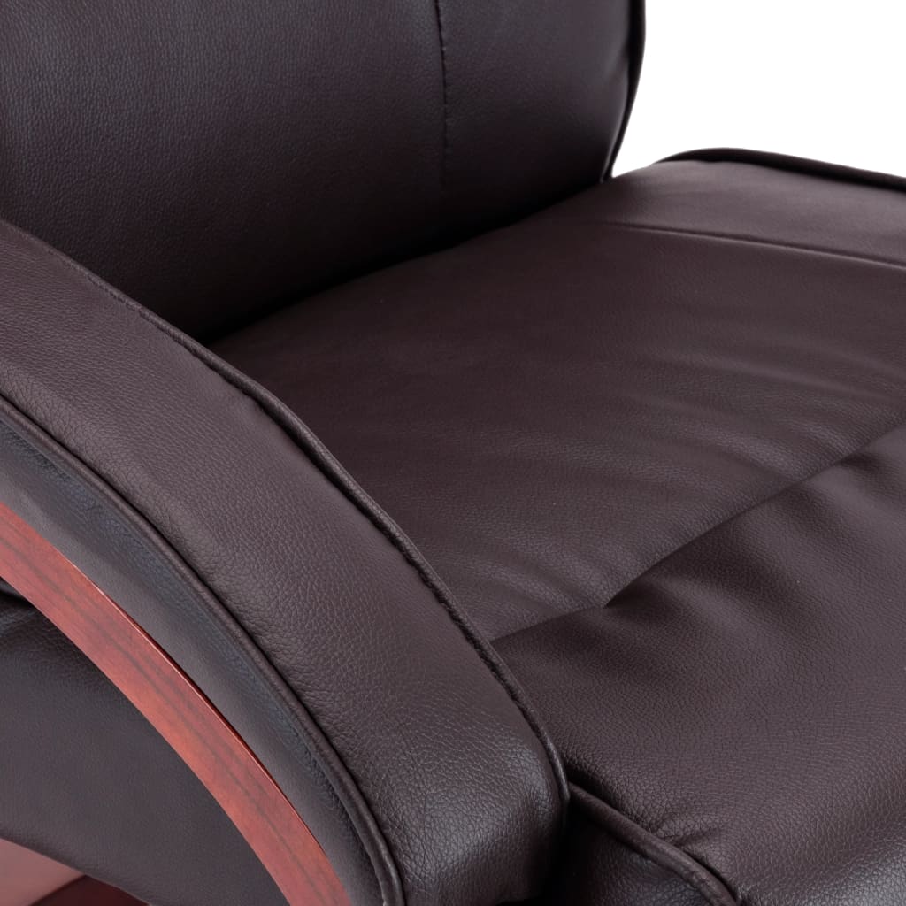 Reclining Chair with Footstool Brown Faux Leather