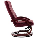 Reclining Chair with Footstool Wine Red Leather