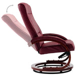 Reclining Chair with Footstool Wine Red Leather