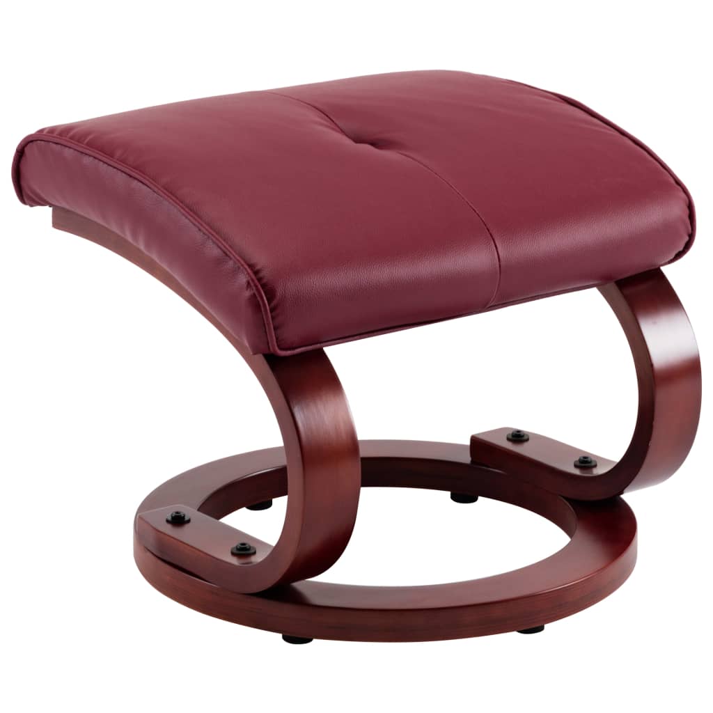 Reclining Chair with Footstool Wine Red Faux Leather