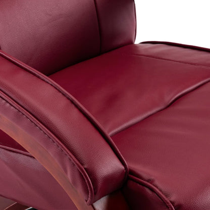 Reclining Chair with Footstool Wine Red Faux Leather