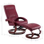 Reclining Chair with Footstool Wine Red Leather