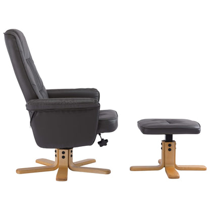 Armchair with Footrest Grey Faux Leather