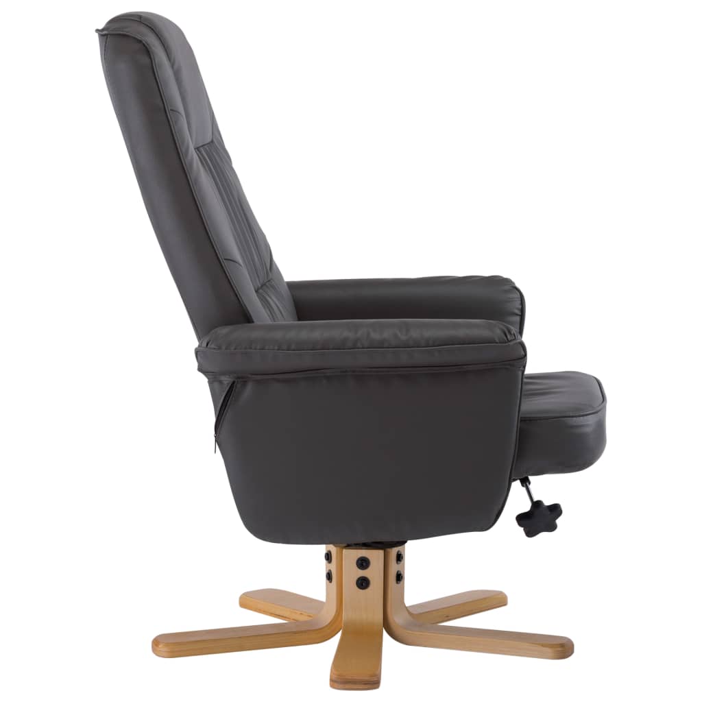 Armchair with Footrest Grey Faux Leather