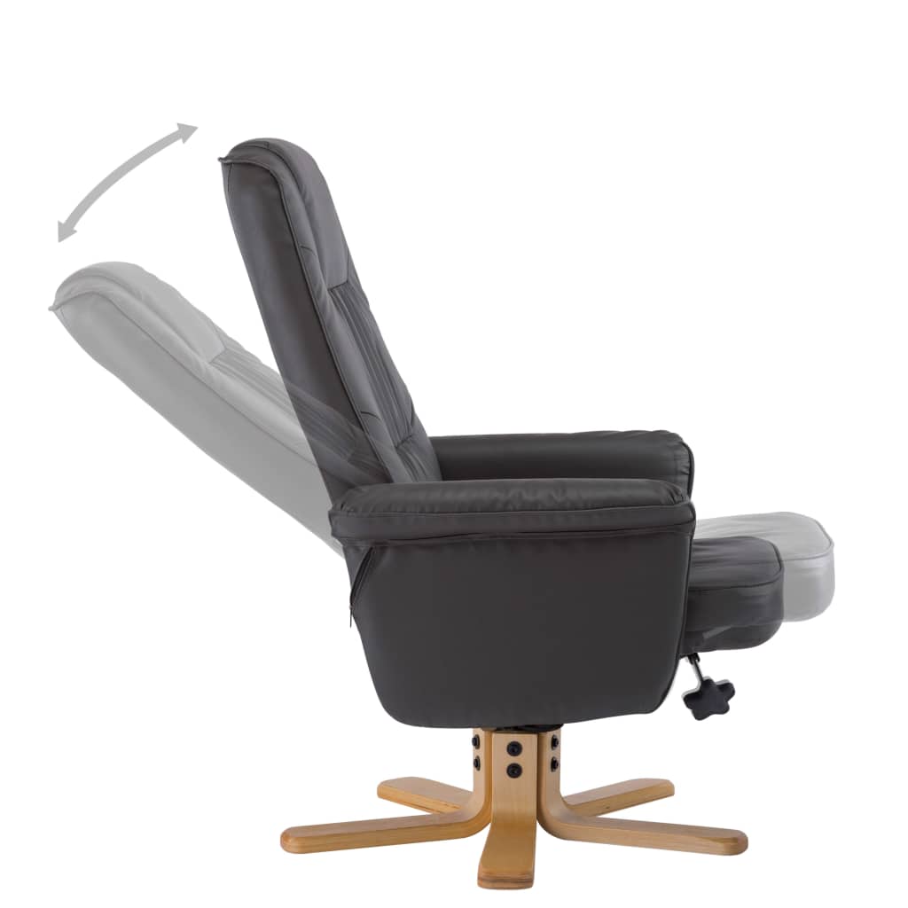 Armchair with Footrest Grey Faux Leather