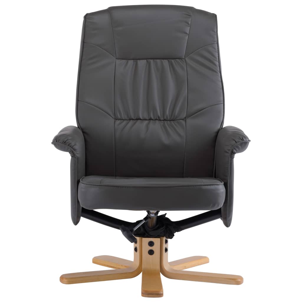 Armchair with Footrest Grey Faux Leather