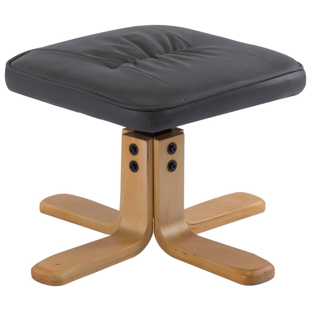 Armchair with Footrest Grey Faux Leather