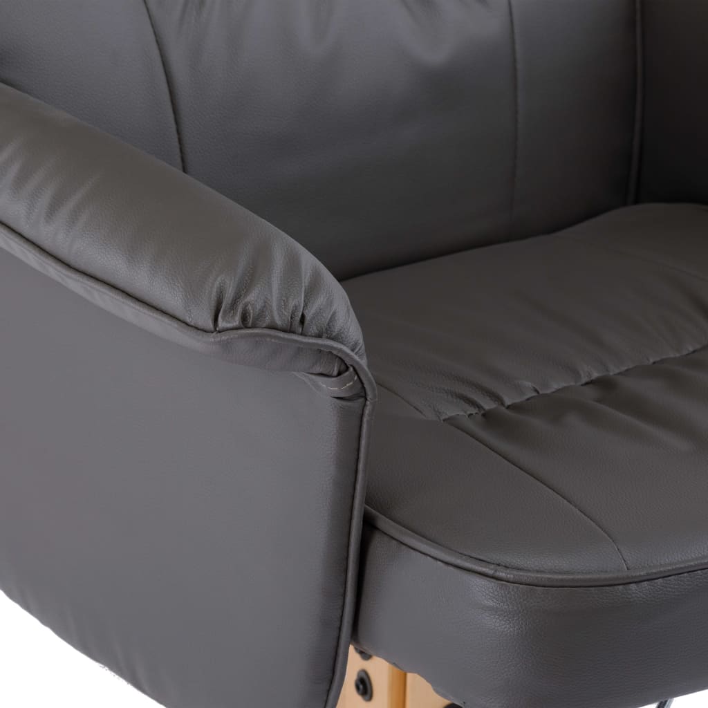 Armchair with Footrest Grey Faux Leather