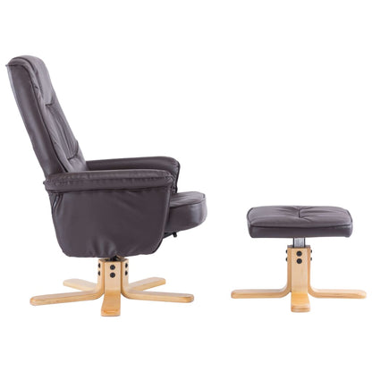 Armchair with Footrest Brown Faux Leather