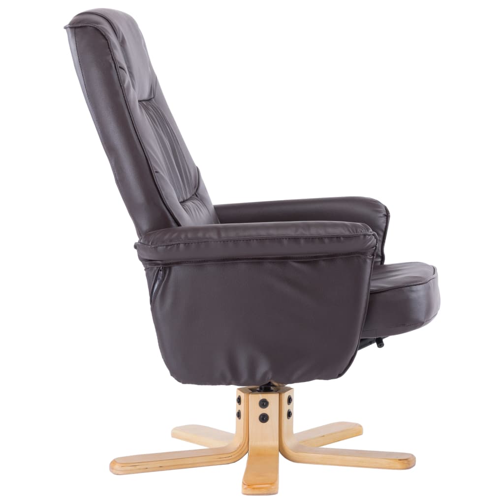 Armchair with Footrest Brown Faux Leather