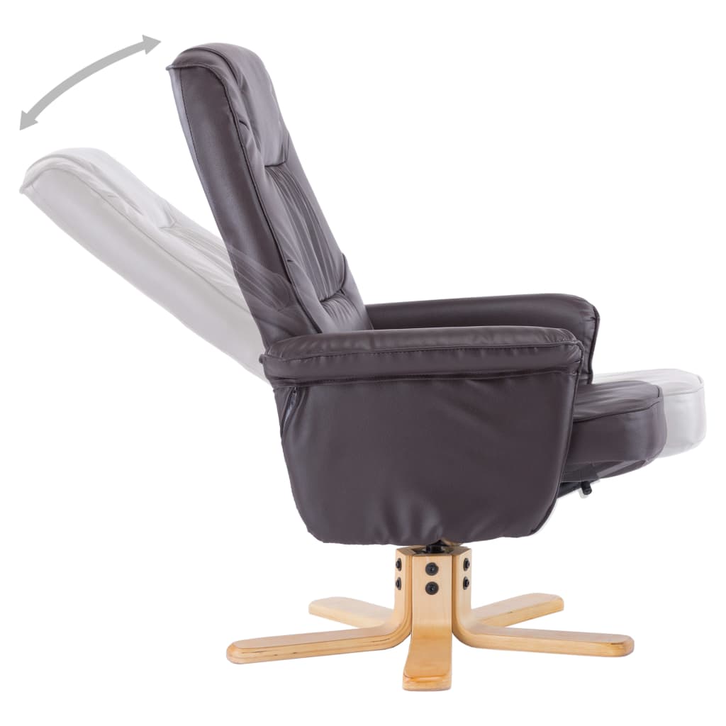 Armchair with Footrest Brown Faux Leather