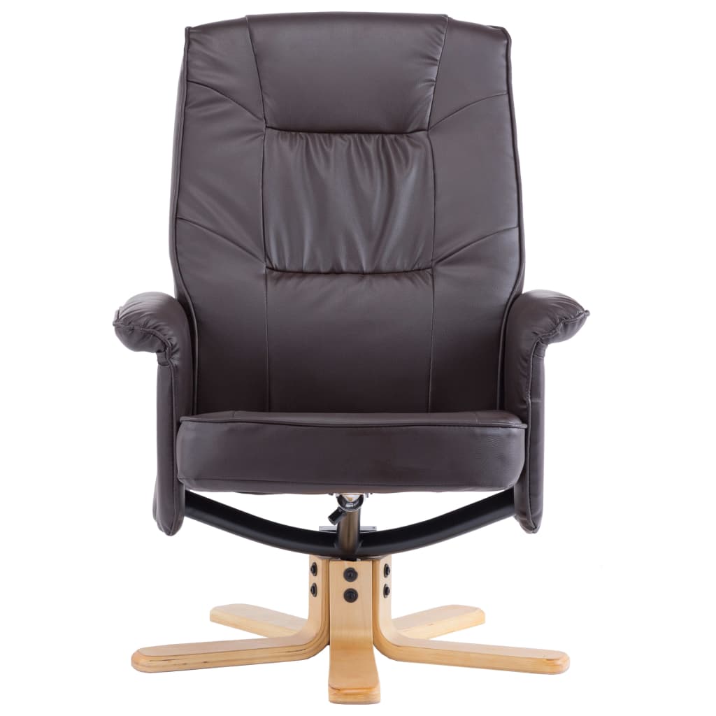 Armchair with Footrest Brown Faux Leather