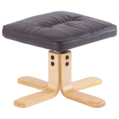 Armchair with Footrest Brown Faux Leather