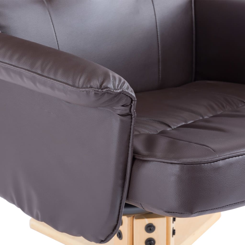 Armchair with Footrest Brown Faux Leather