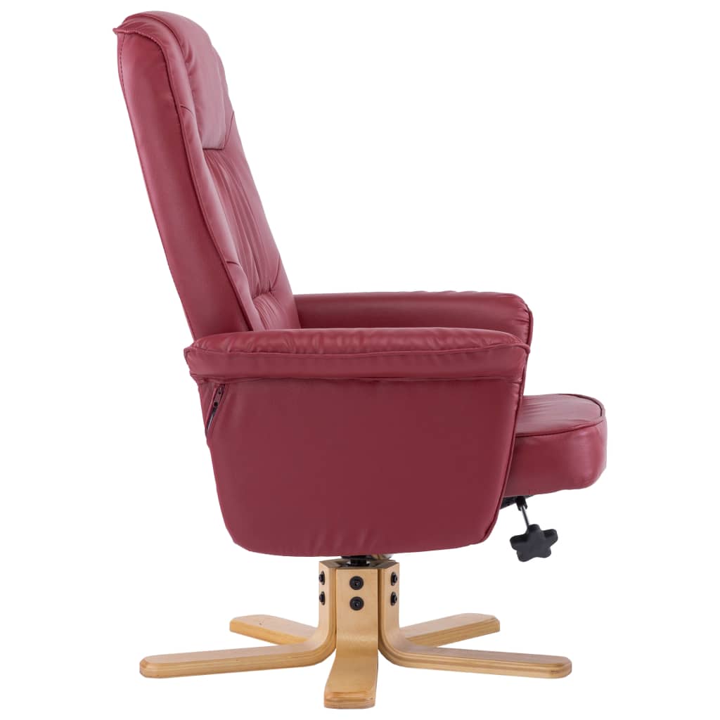 Armchair with Footrest Wine Red Faux Leather