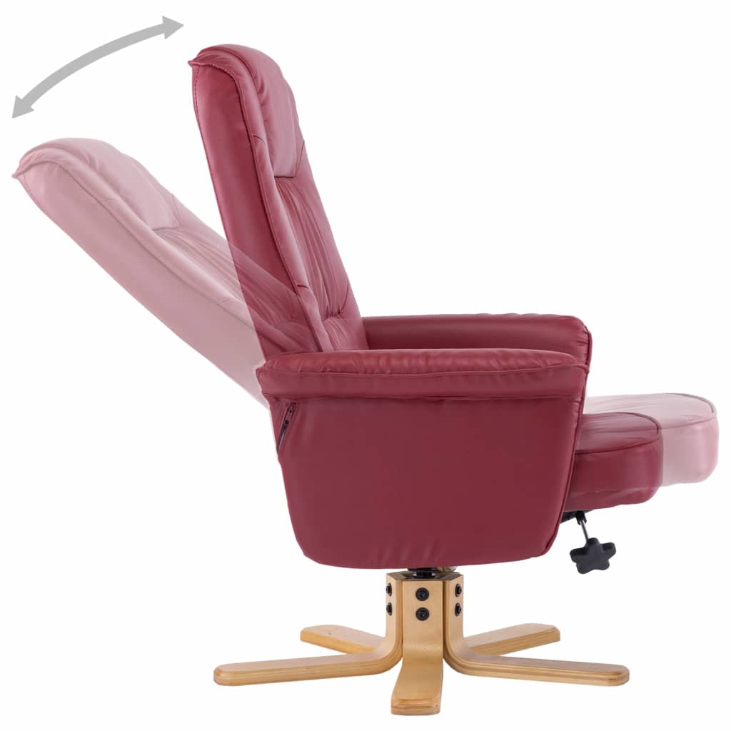 Armchair with Footrest Wine Red Faux Leather