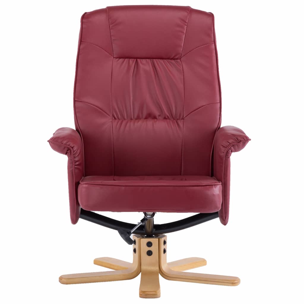 Armchair with Footrest Wine Red Faux Leather
