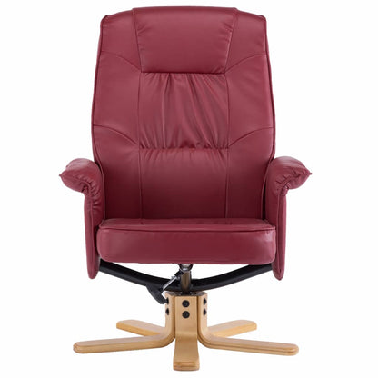 Armchair with Footrest Wine Red Faux Leather