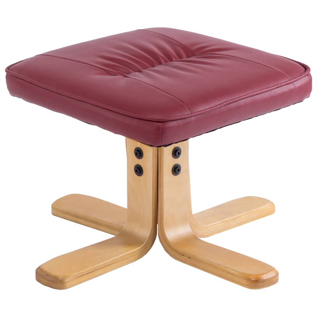 Armchair with Footrest Wine Red Faux Leather