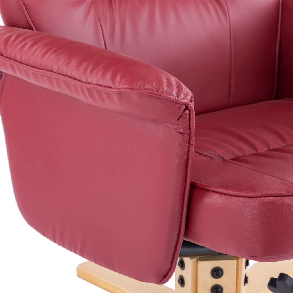 Armchair with Footrest Wine Red Faux Leather