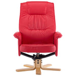 Armchair with Footrest Red faux Leather