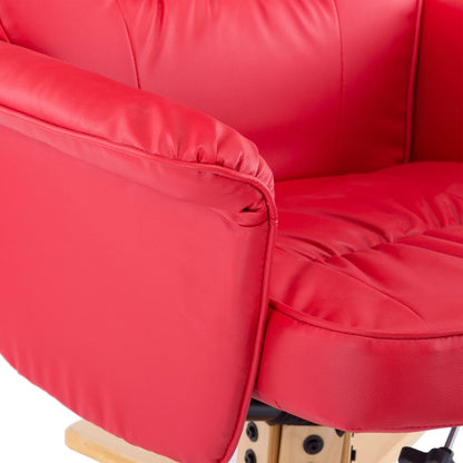 Armchair with Footrest Red Faux Leather