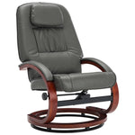 Reclining Chair with Footstool Grey Leather